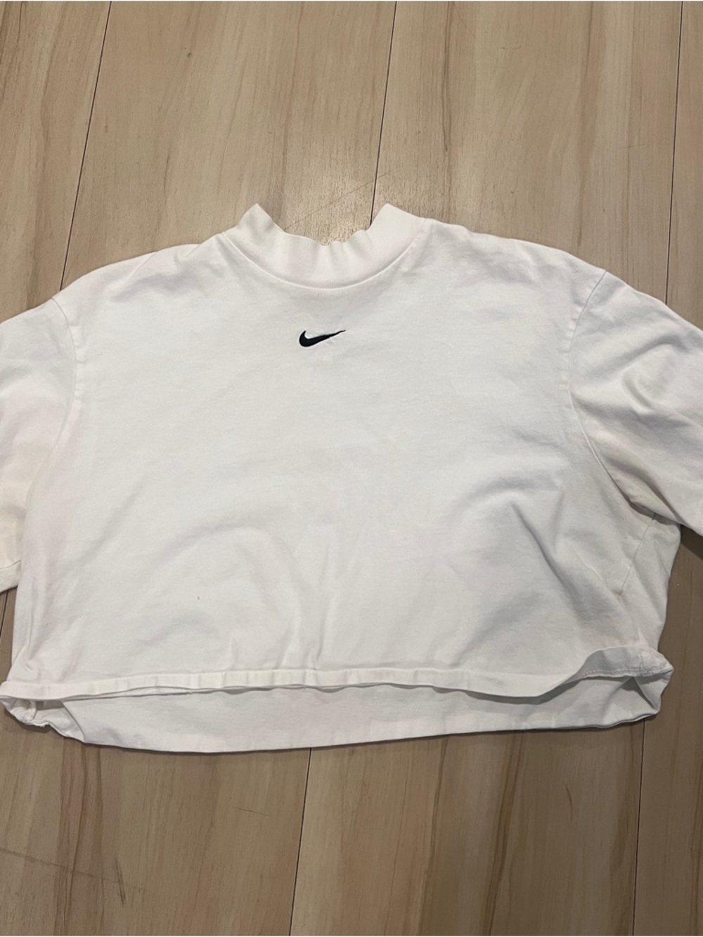 Nike White Cropped Tee with Mock Neck